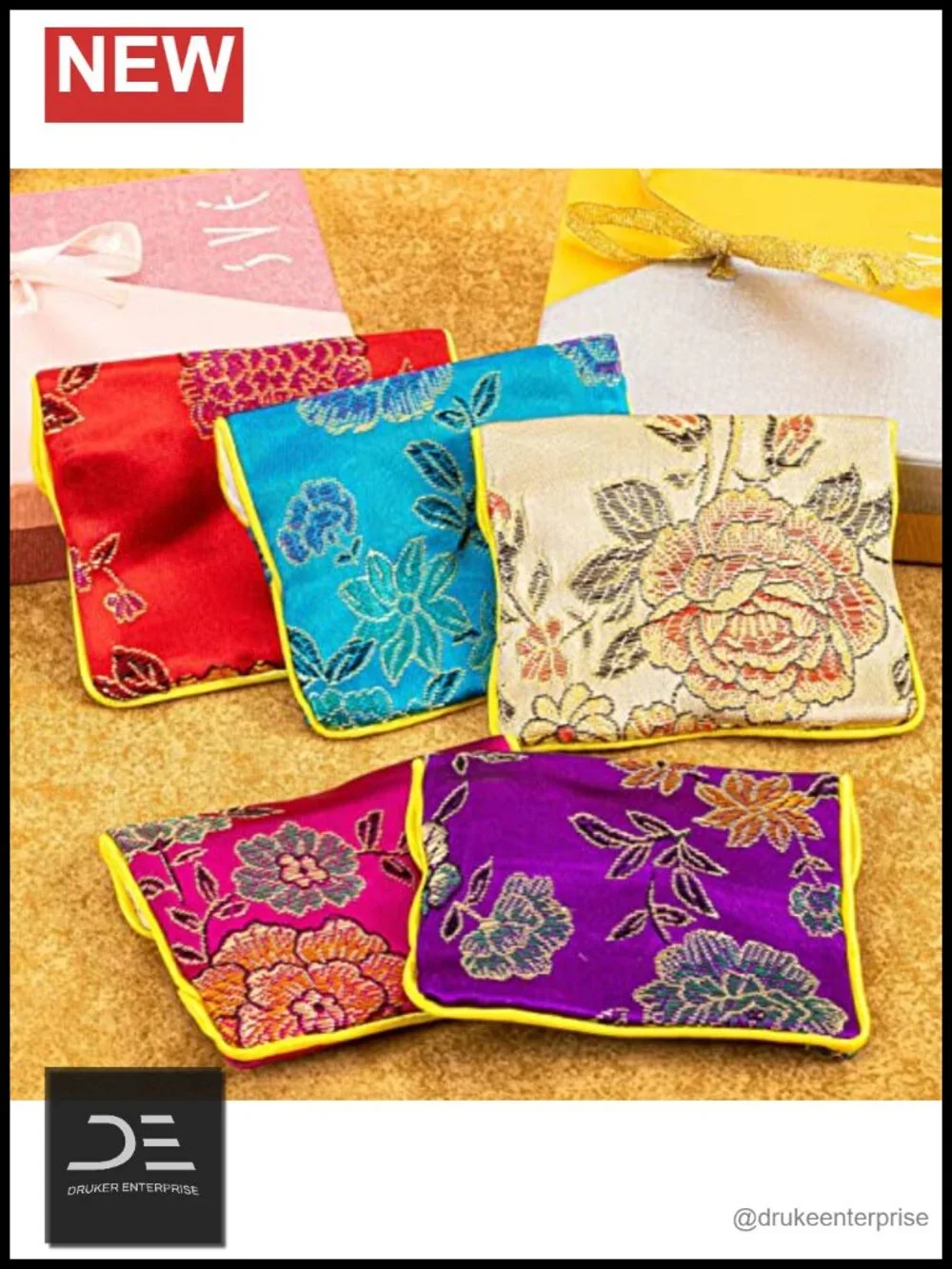 Travel Jewelry Case Silk Purse Pouch for Women Girl Gifts 15 Pcs